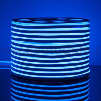 Светодиодный гибкий неон Гибкий неон 220V 9,6W 120Led 2835 IP67 односторонний синий, 50 м Elektrostandard