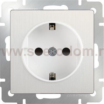 Розетка с заземлением и шторками (перламутровый рифленый) Werkel WL13-SKGS-01-IP44