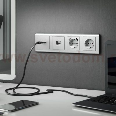 Накладка для розетки HDMI (серебряный рифленый) WL09-HDMI-CP Werkel