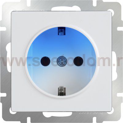 Розетка с заземлением и подсветкой (белая) WL01-10-03 Werkel