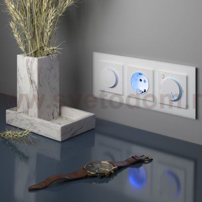 Диммер с подсветкой (белый) WL01-DM600-LED Werkel