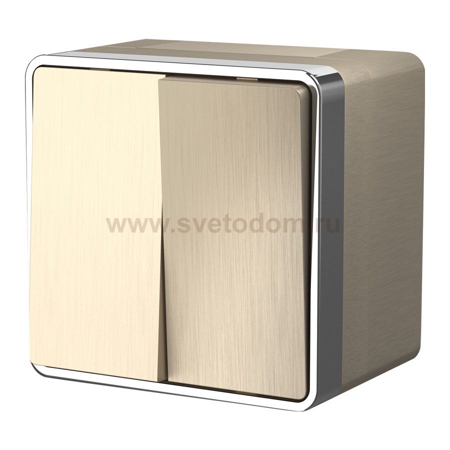 Выключатель двухклавишный влагозащищенный Gallant (шампань рифленый) Werkel WL15-03-02