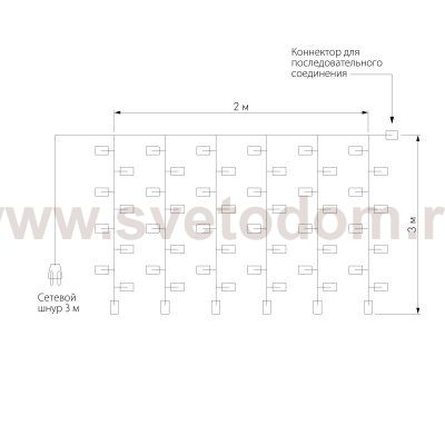 Праздничная гирлянда занавес белый 2*3м IP65 200-101 Eurosvet
