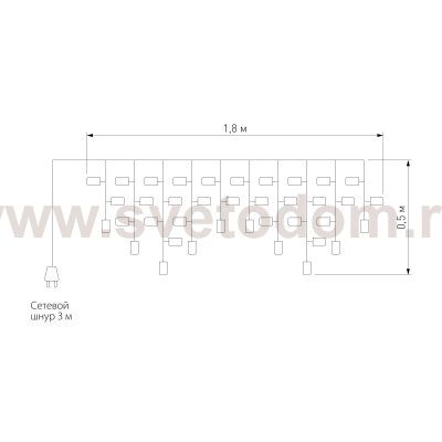 Праздничная гирлянда бахрома мульти 1,8*0,5м IP20 100-001 Eurosvet