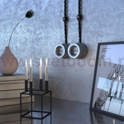 Розетка с заземлением (Матовый хром) ретро WL19-10-01 Werkel