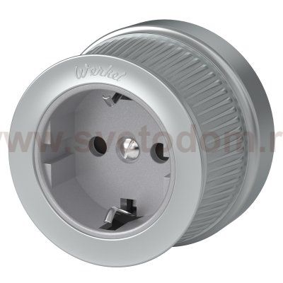 Розетка с заземлением и шторками (Матовый хром) ретро WL19-10-02 Werkel