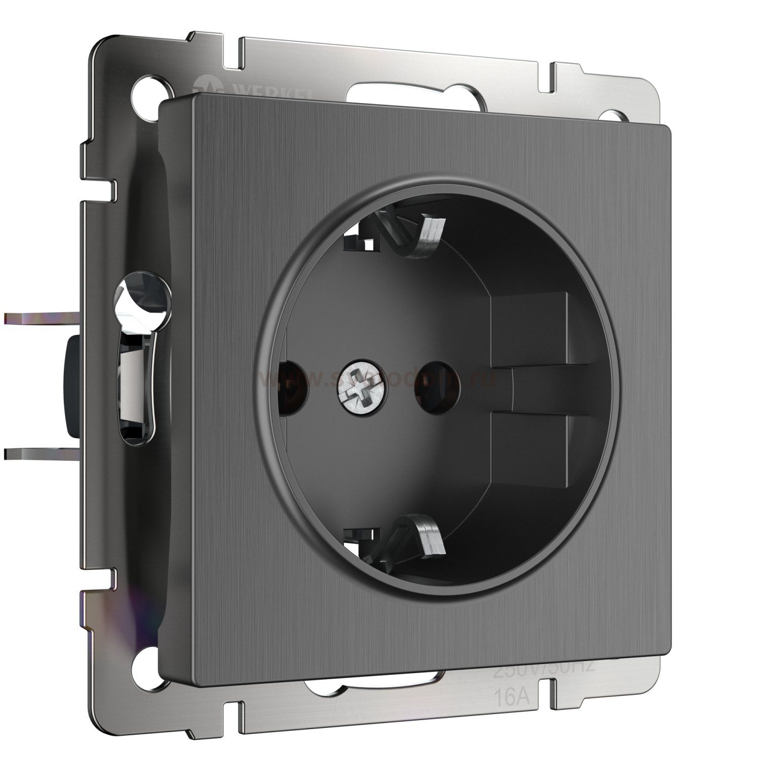 Розетка с заземлением (графит рифленый) Werkel WL04-SKG-01-IP20