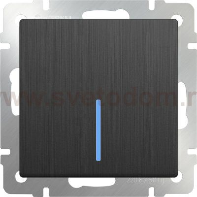 Выключатель одноклавишный проходной с подсветкой (графит рифленый) WL04-SW-1G-2W-LED Werkel