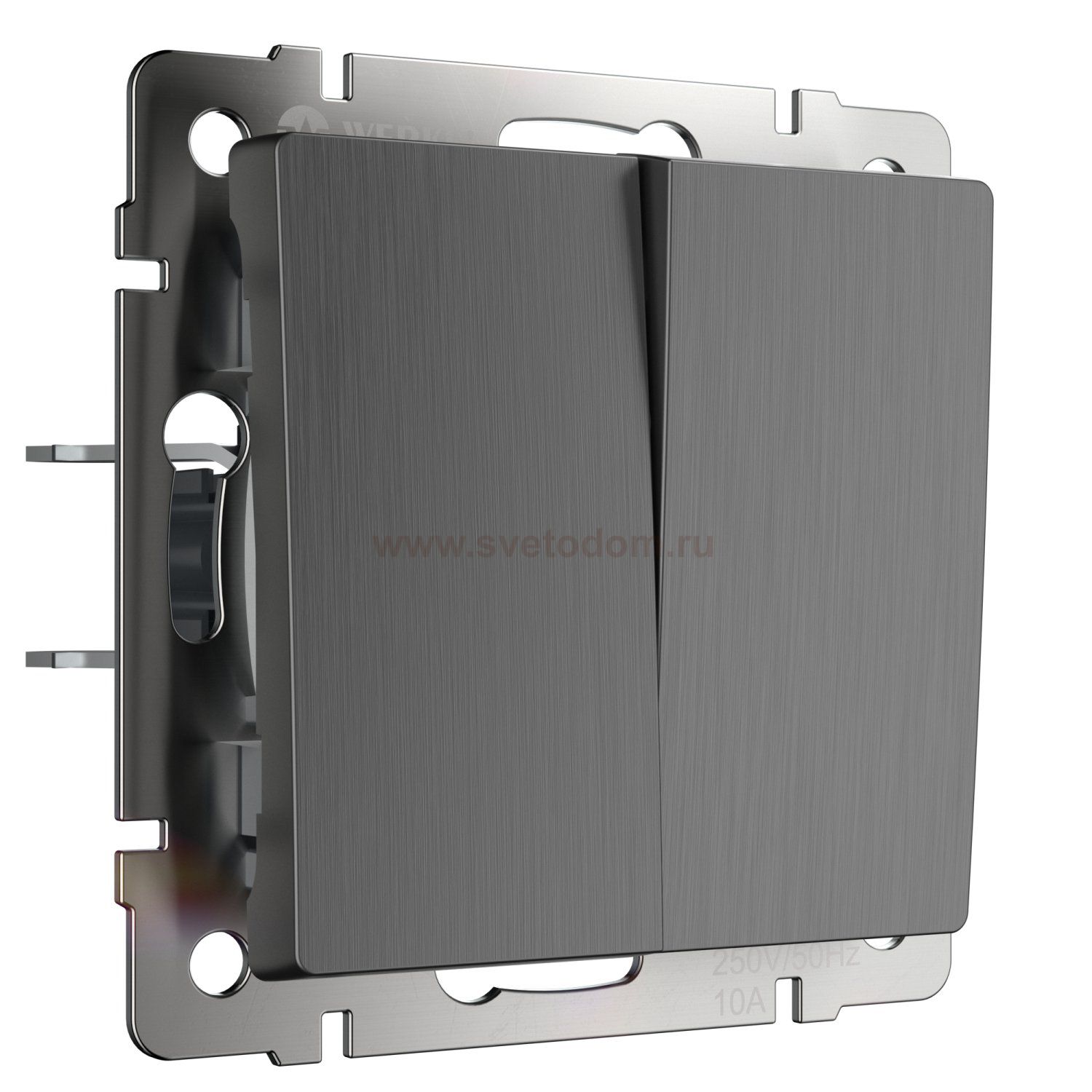 Выключатель двухклавишный проходной (графит рифленый) WL04-SW-2G-2W Werkel