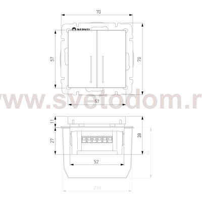 Сенсорный выключатель двухклавишный Умный дом (шампань) Werkel W4520611