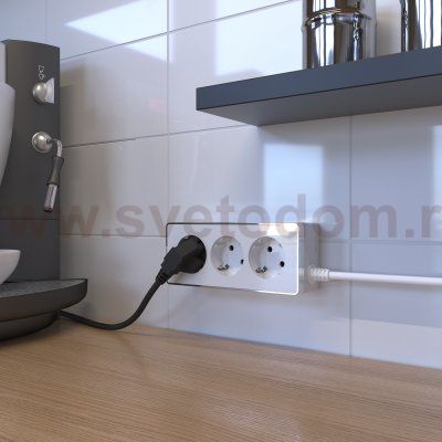 Удлинитель Gallant 3-х местный 3 м белый/хром W6523601 Werkel