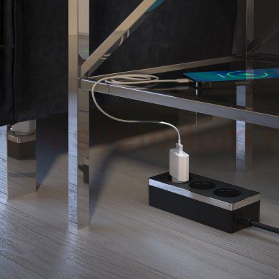 Удлинитель Gallant 3-х местный 3 м черный/хром W6523635 Werkel