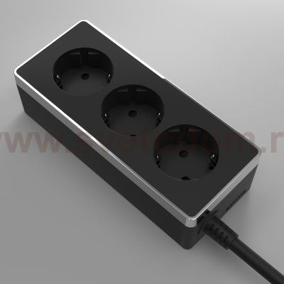 Удлинитель Gallant 3-х местный 3 м черный/хром W6523635 Werkel