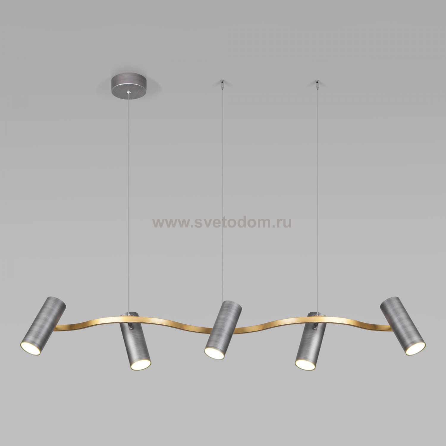 Подвесной светодиодный светильник Eurosvet 90103/5 матовый серый/золото Spacer