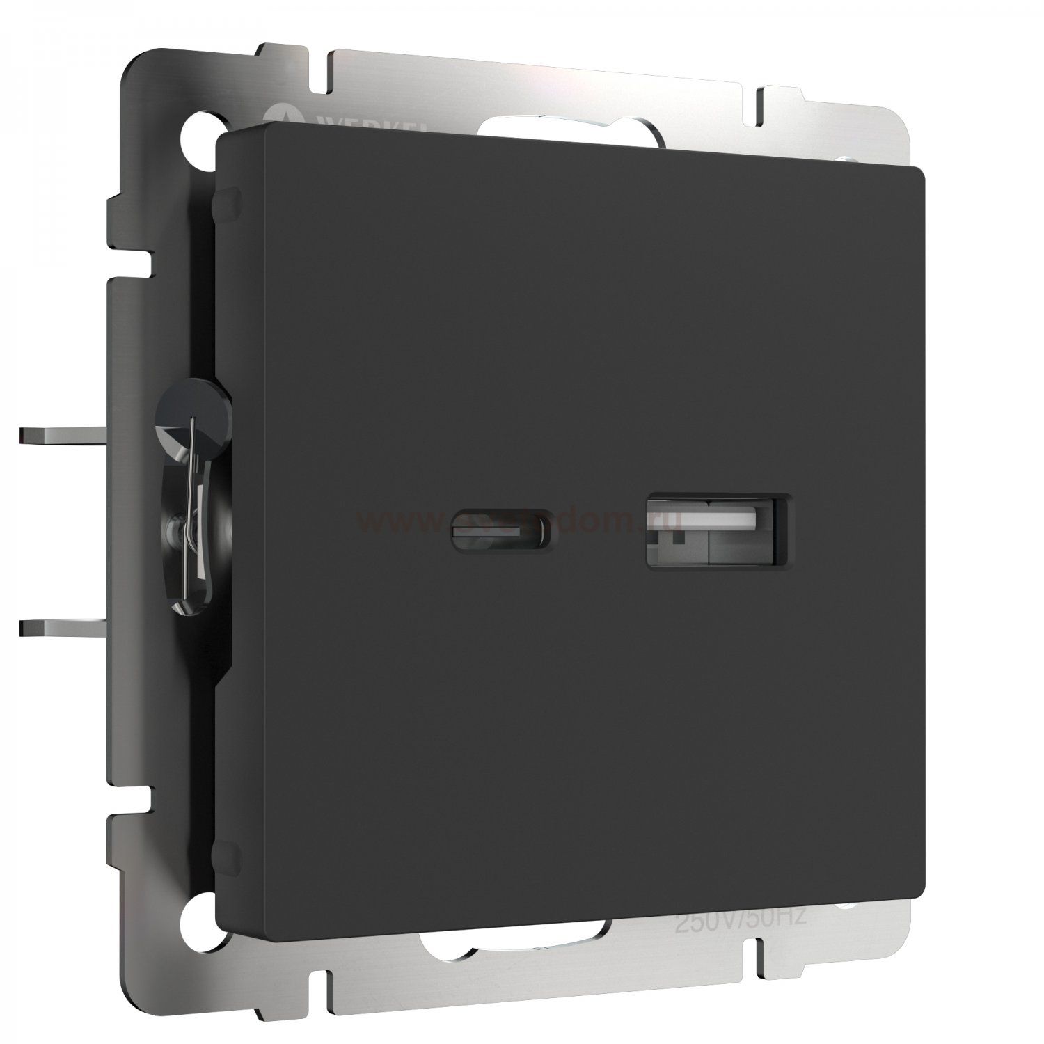 Розетка USB тип A+С (черный матовый) W1171808 Werkel