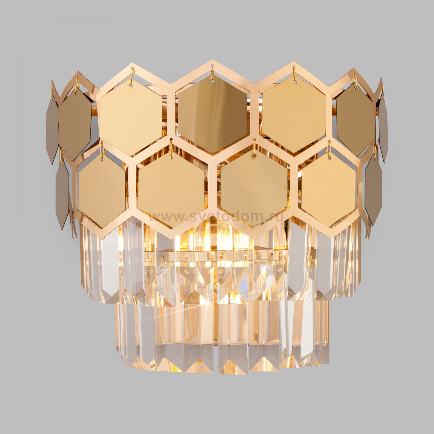 Настенный светильник с хрусталем Eurosvet 10113/2 золото/прозрачный хрусталь Strotskis Ariana