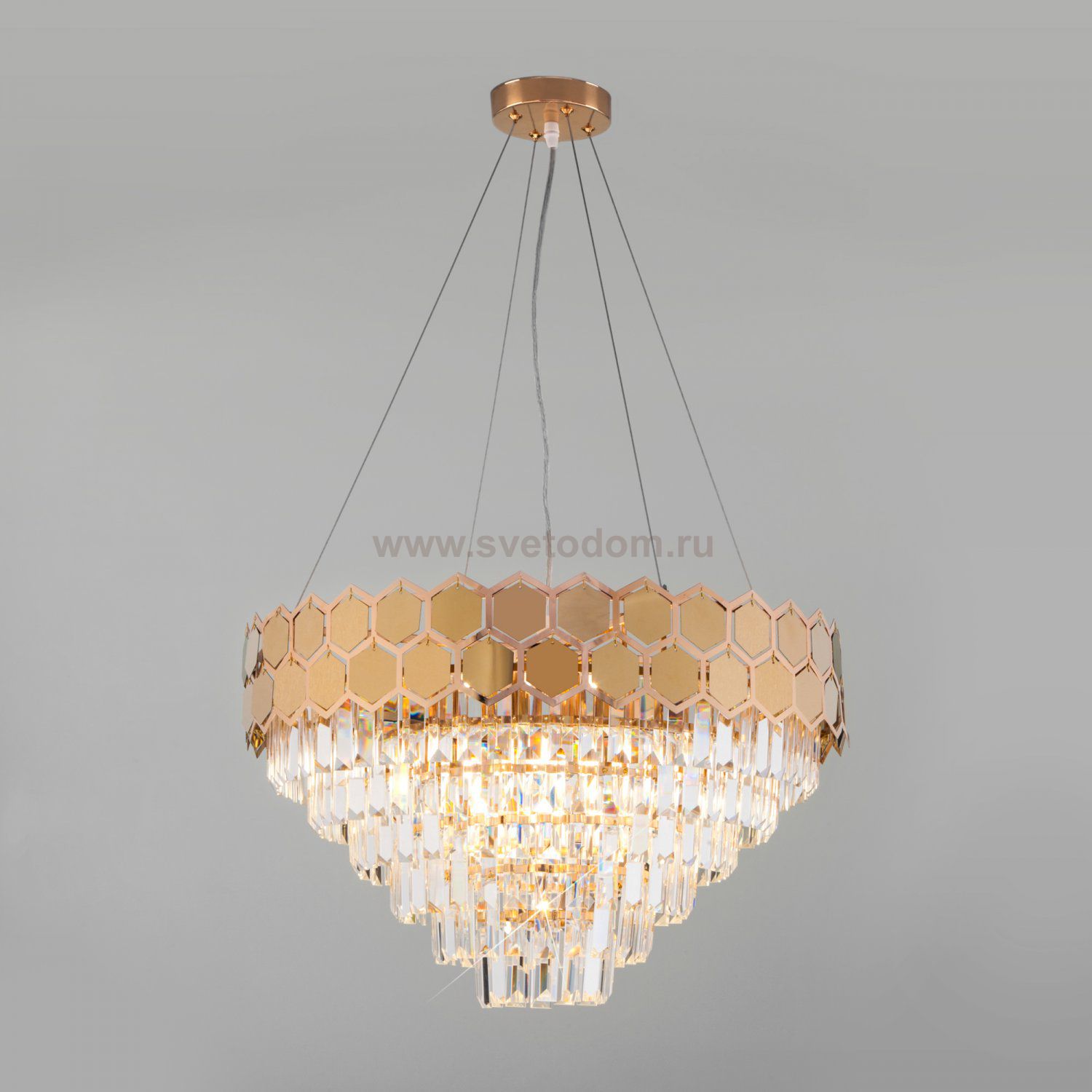 Подвесная люстра с хрусталем Eurosvet 10113/8 золото/прозрачный хрусталь Strotskis Ariana