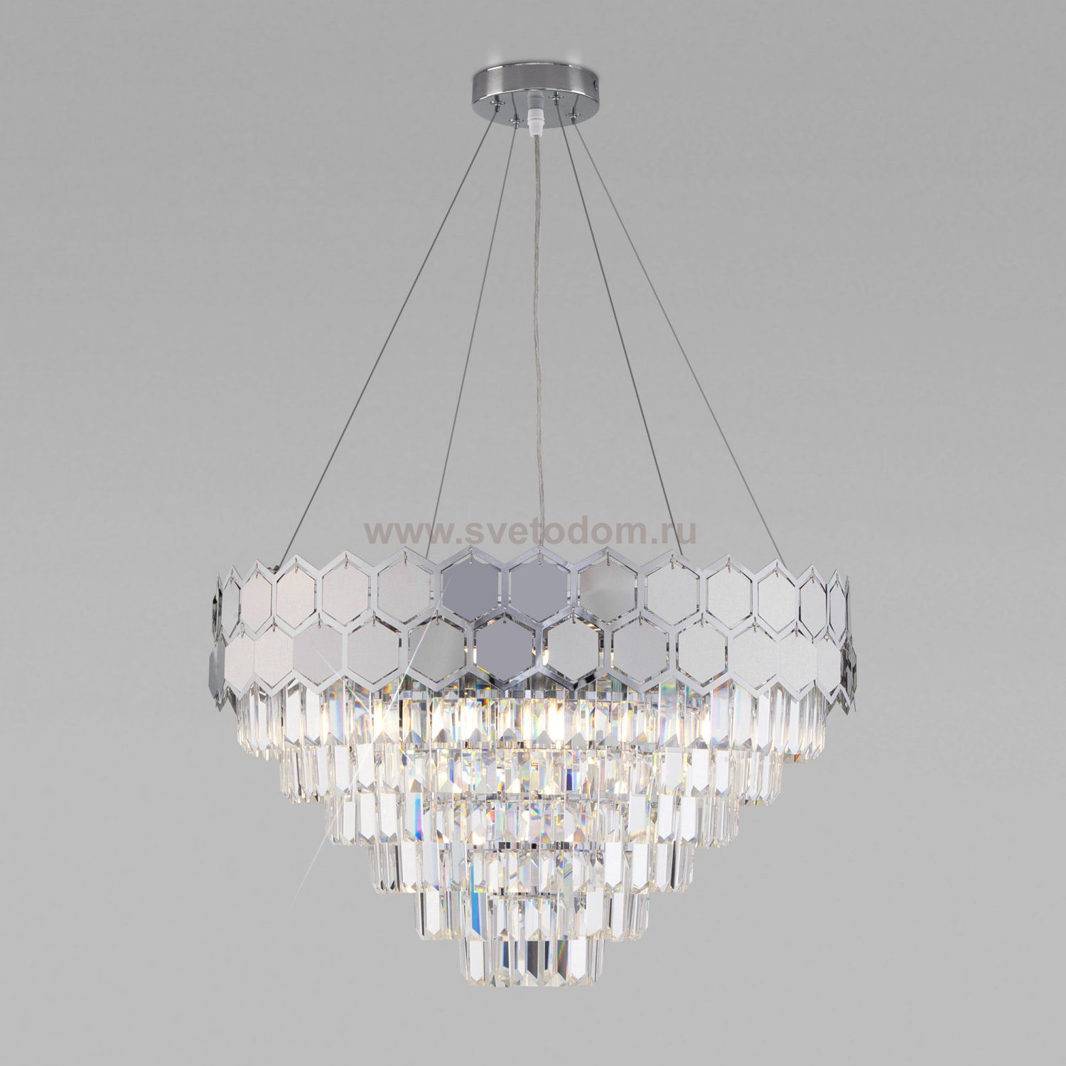 Подвесная люстра с хрусталем Eurosvet 10113/8 хром/прозрачный хрусталь Strotskis Ariana