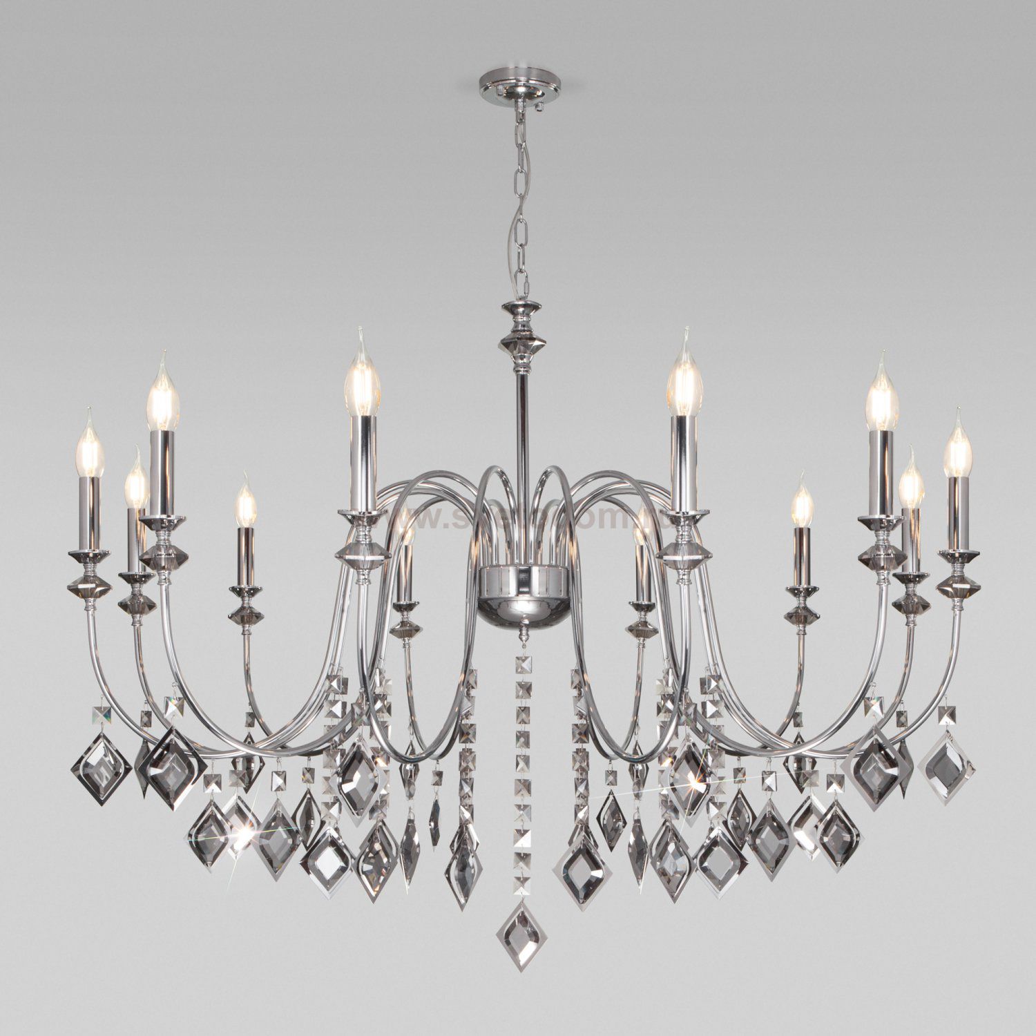 Подвесная люстра с хрусталем Eurosvet 10110/12 хром/дымчатый хрусталь Strotskis Telao