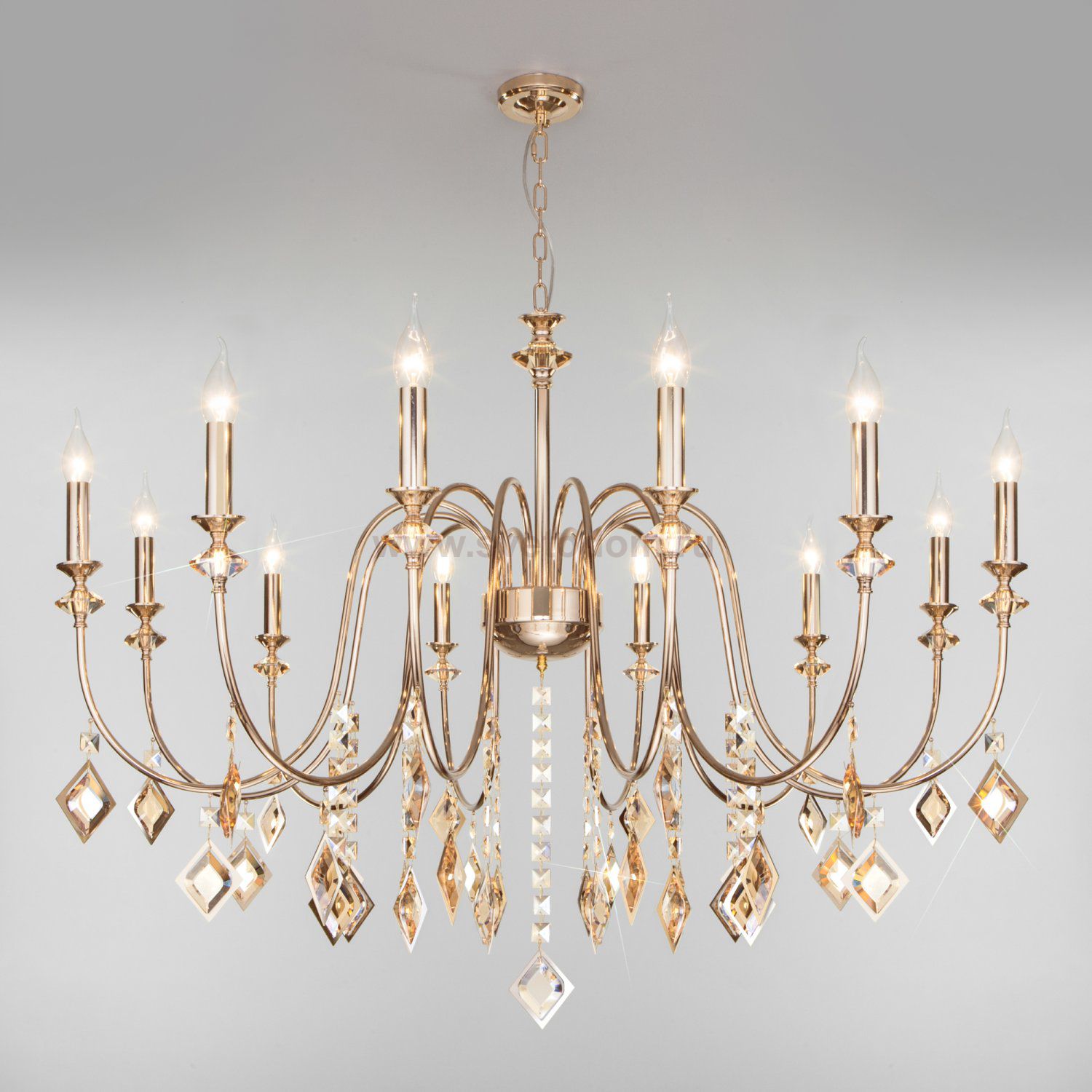 Подвесная люстра с хрусталем Eurosvet 10110/12 золото/тонированный хрусталь Strotskis Telao