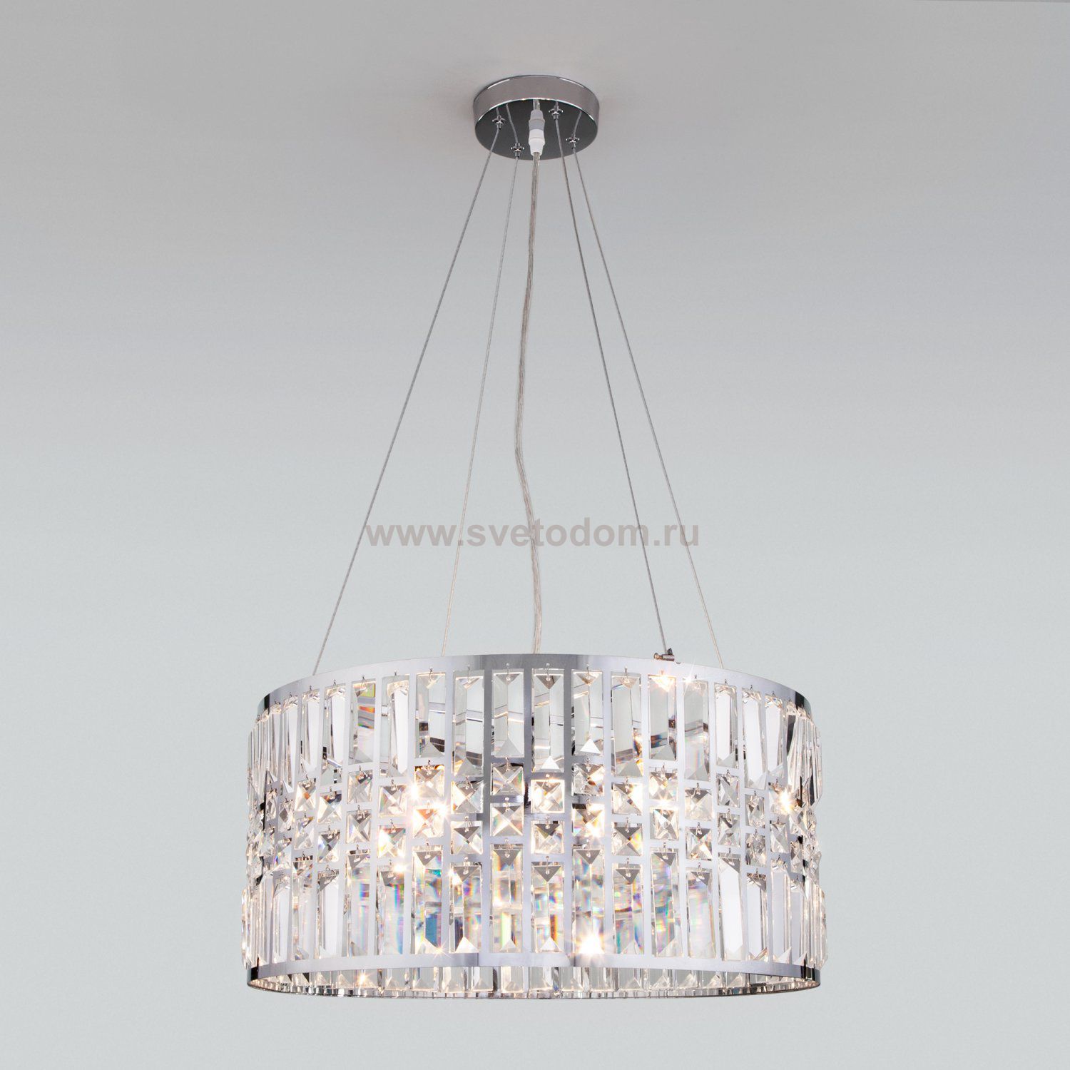 Подвесная хрустальная люстра Eurosvet 10116/5 хром/прозрачный хрусталь Strotskis Lory