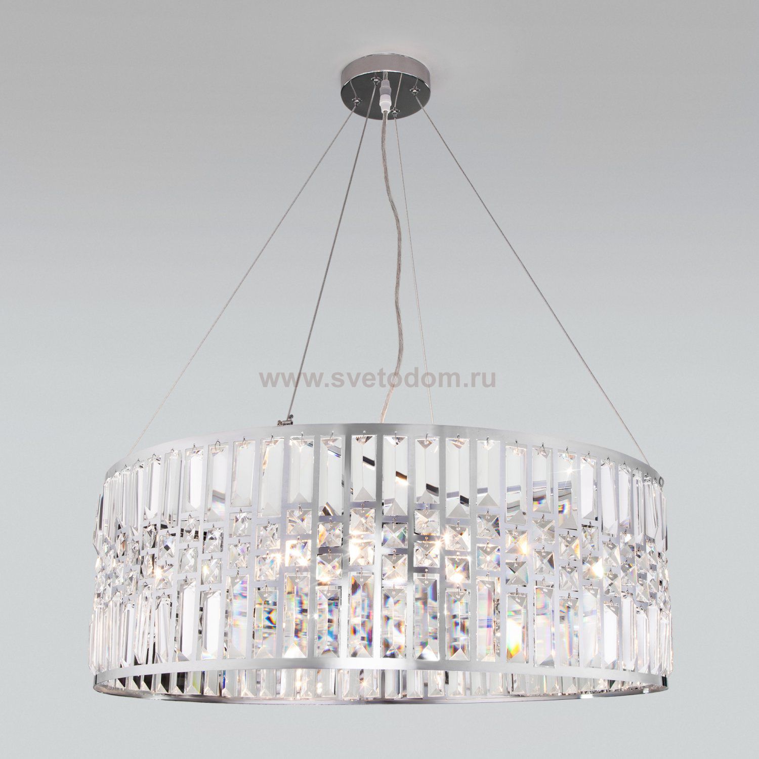 Подвесная люстра с хрусталем Eurosvet 10116/8 хром/прозрачный хрусталь Strotskis Lory