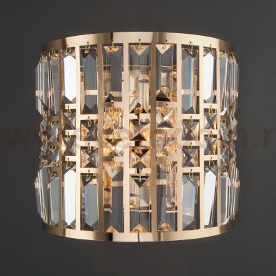 Настенный светильник с хрусталем Eurosvet 10116/2 золото/прозрачный хрусталь Strotskis Lory