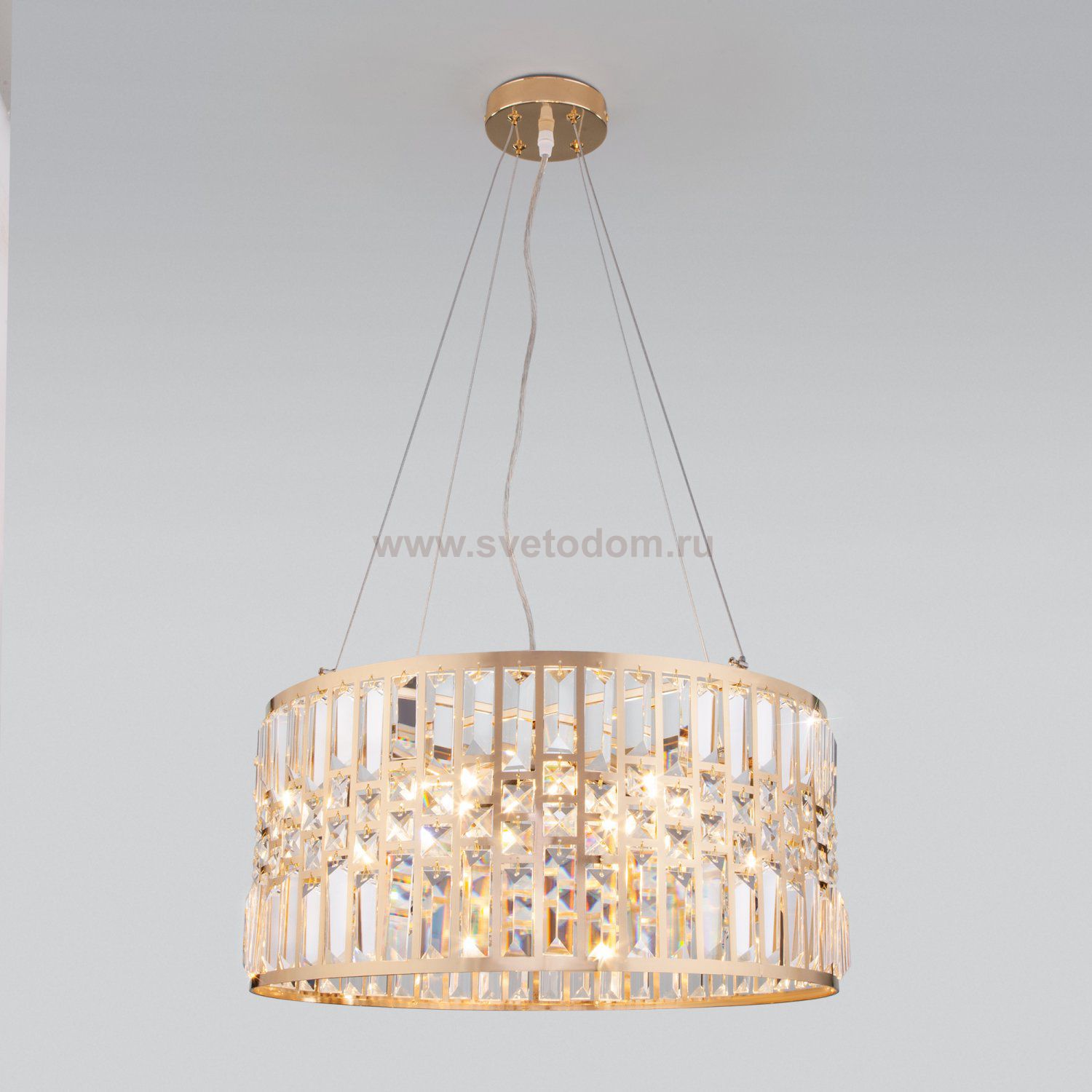 Подвесная люстра с хрусталем Eurosvet 10116/5 золото/прозрачный хрусталь Strotskis Lory