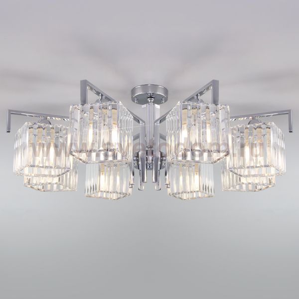 Потолочная люстра с хрусталем Eurosvet 10117/8 хром/прозрачный хрусталь Strotskis April