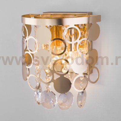 Настенный светильник с хрусталем Eurosvet 10114/2 золото/прозрачный хрусталь Strotskis Lianna
