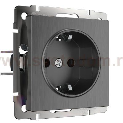 Розетка с заземлением и шторками (графит рифленый) W1171104 Werkel