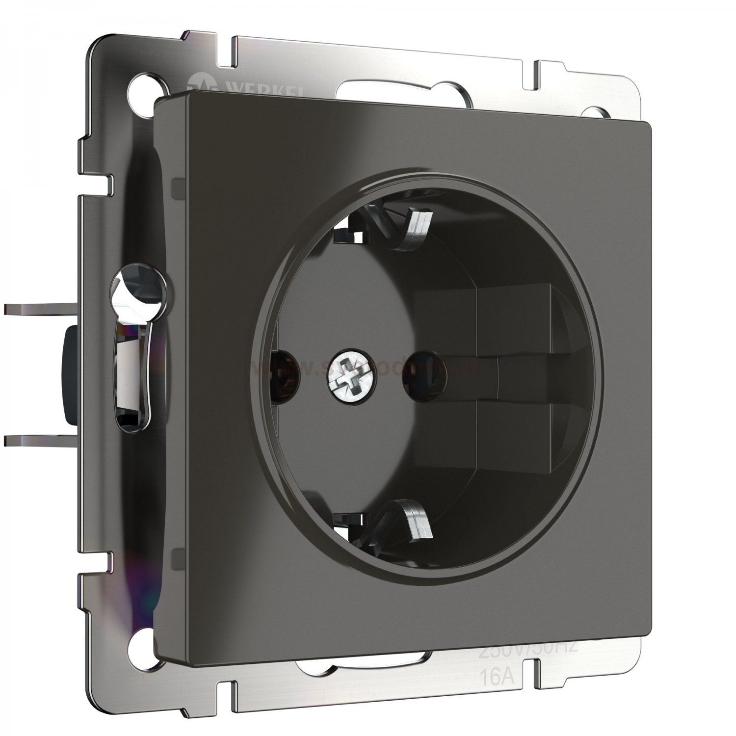 Розетка с заземлением (серо-коричневый) Werkel W1171007