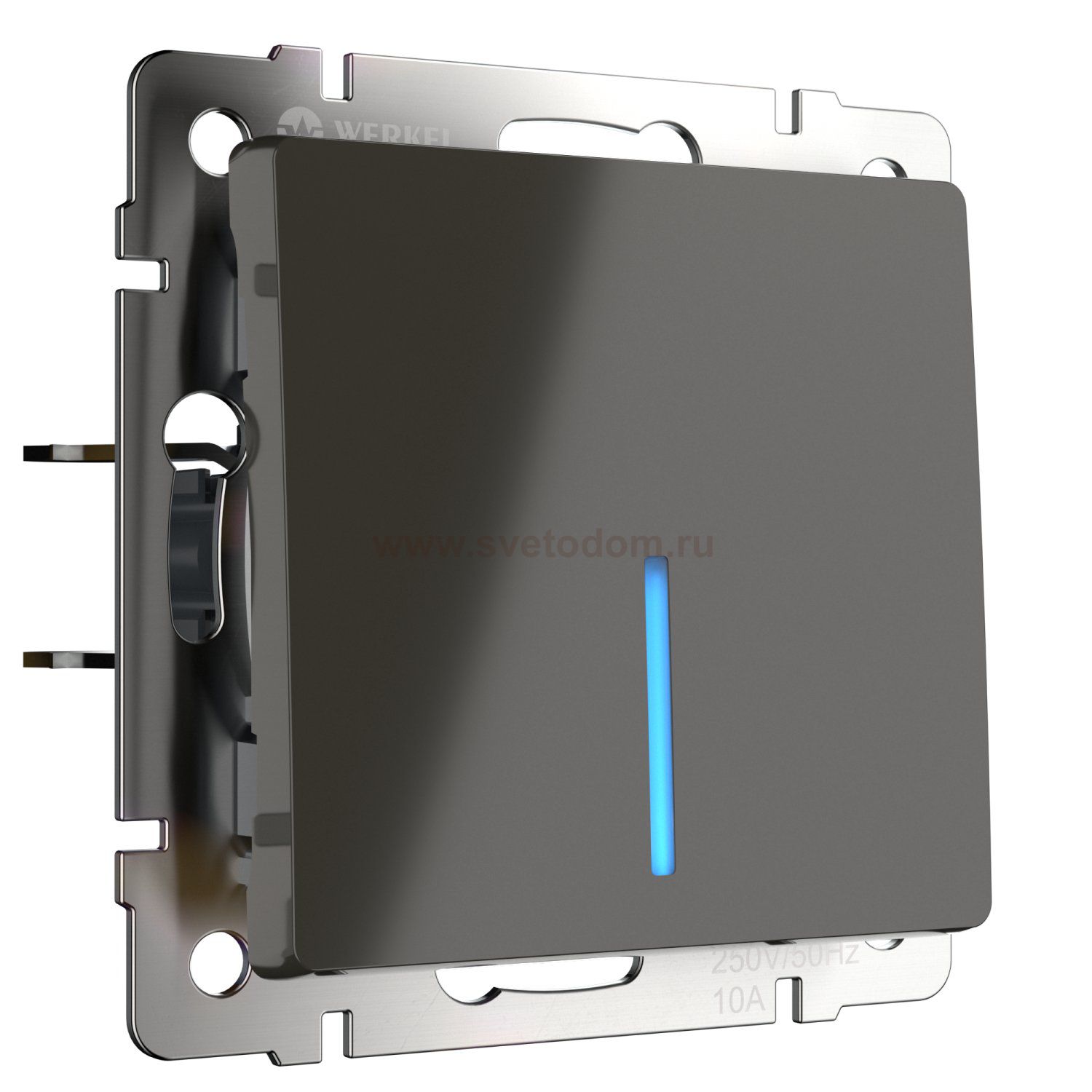 Выключатель одноклавишный  с подсветкой (серо-коричневый) W1110107 Werkel