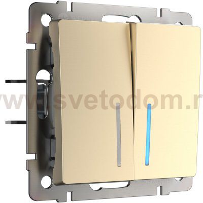 Выключатель  двухклавишный проходной с подсветкой (шампань) W1122111 Werkel