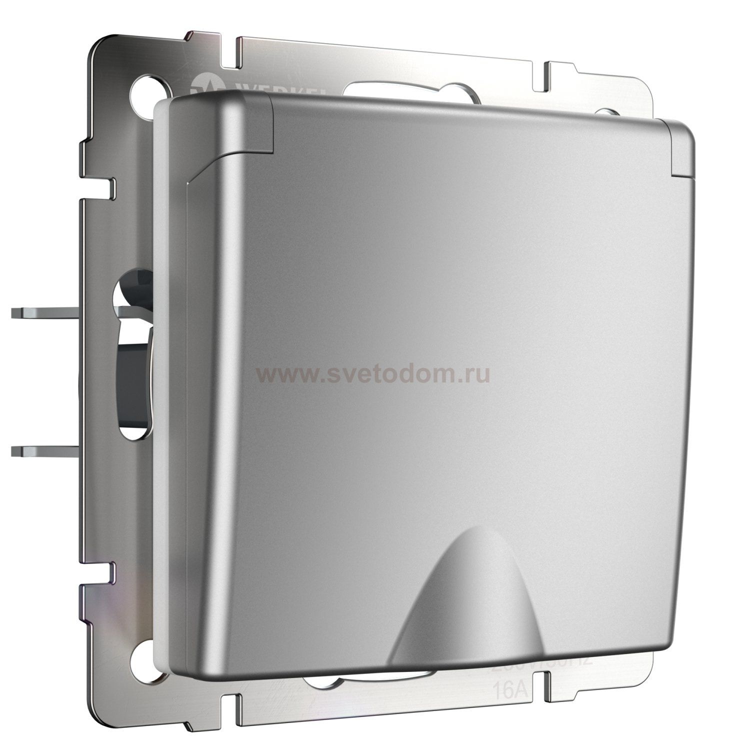 W1171206/ Розетка влагозащ. с зазем. с защит. крышкой и шторками (серебряный) W1171206