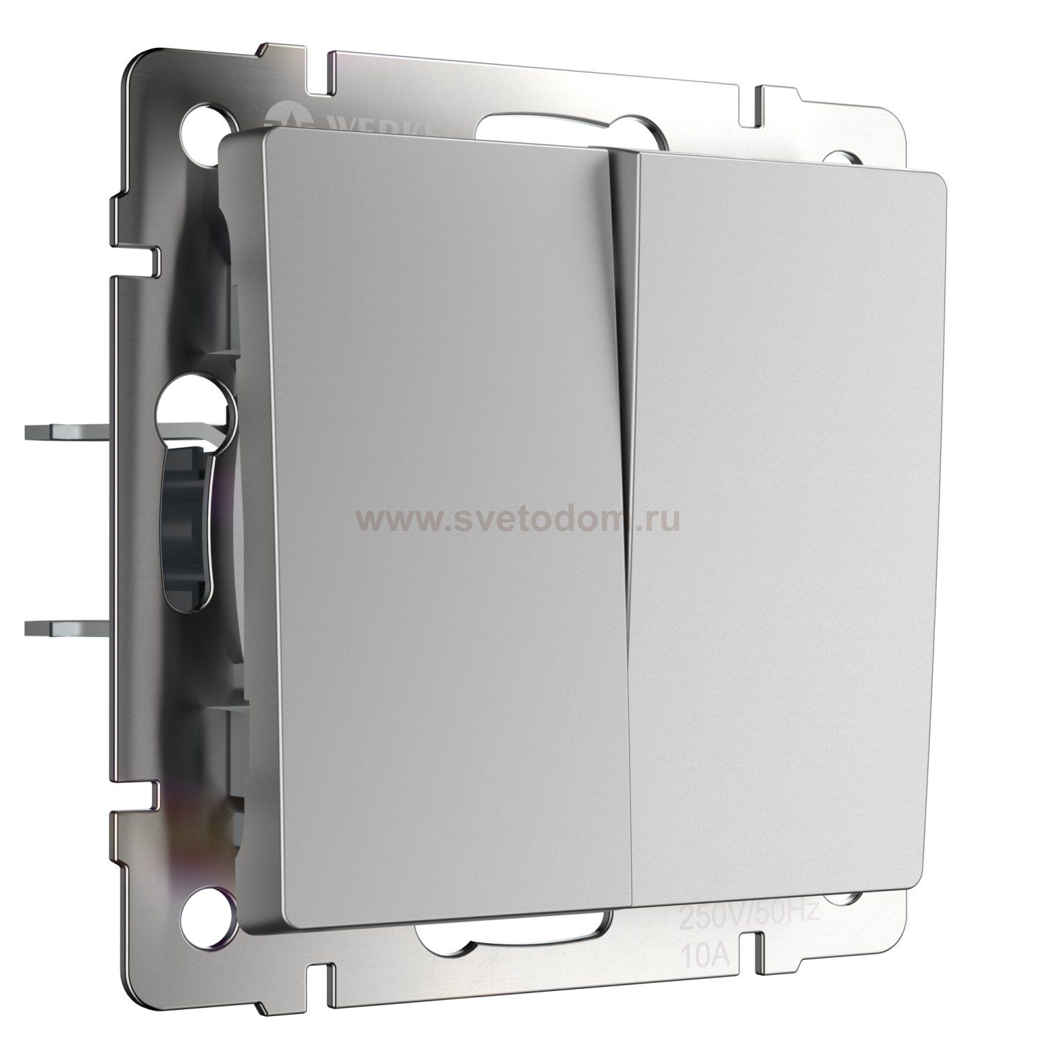 W1122006/ Выключатель двухклавишный проходной (серебряный) W1122006