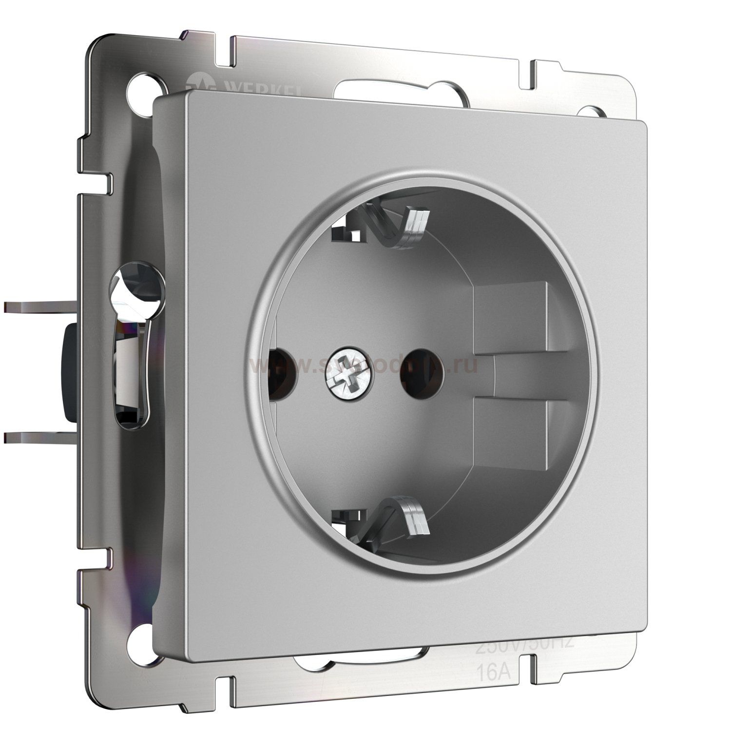 W1171106/ Розетка с заземлением и шторками (серебряный) W1171106