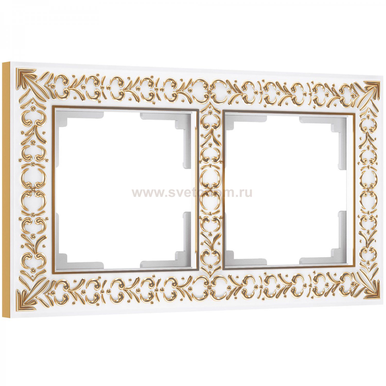 Рамка на 2 поста Antik (белое золото) Werkel W0021523