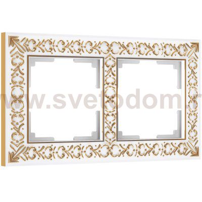 Рамка на 2 поста Antik (белое золото) Werkel W0021523