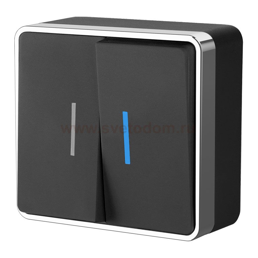 Выключатель двухклавишный с подсветкой Gallant (черный/хром) W5020135 Werkel