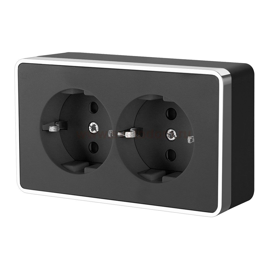 Розетка двойная с заземлением Gallant (черный/хром) W5072135 Werkel