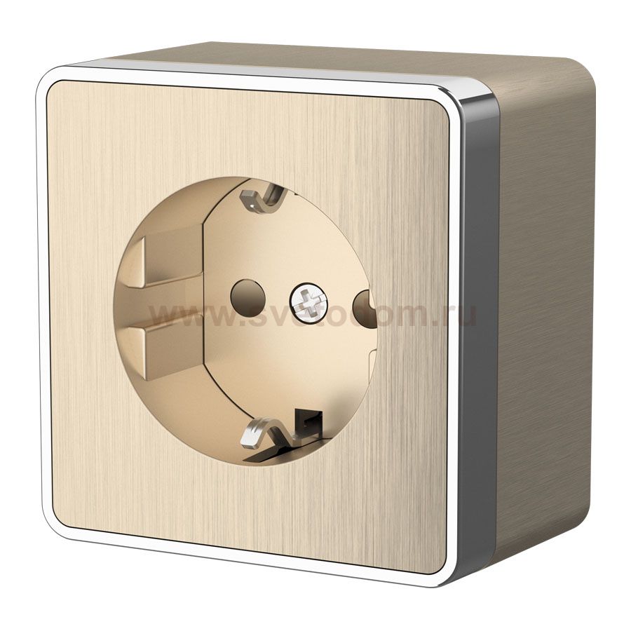 Розетка с заземлением и шторками Gallant (шампань рифленый) Werkel W5071110