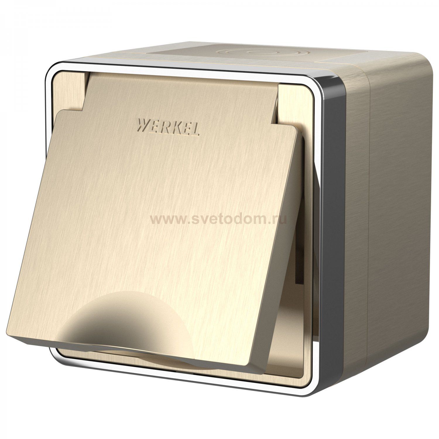 Розетка влагозащ. с зазем. с защит. крышкой и шторками Gallant (шампань рифленый) W5071210 Werkel