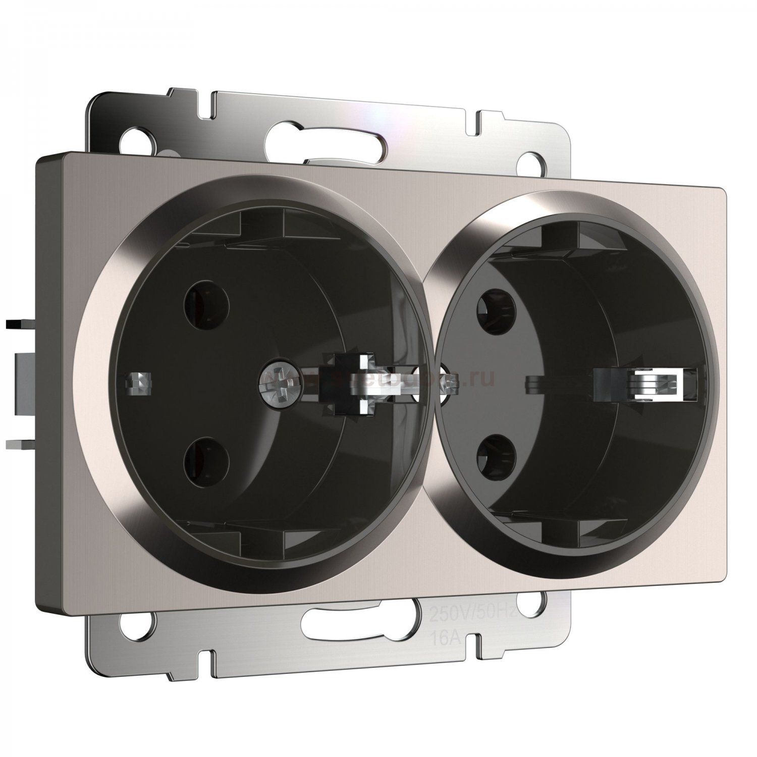 Розетка двойная с заземлением (глянцевый никель) W1172002 Werkel