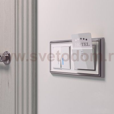 Выключатель  двухклавишный проходной с подсветкой (белый) W1122101 Werkel