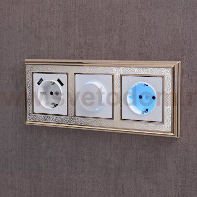 Розетка с заземлением и подсветкой (белая) W1171401 Werkel