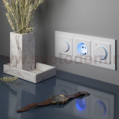 Розетка с заземлением и подсветкой (белая) W1171401 Werkel