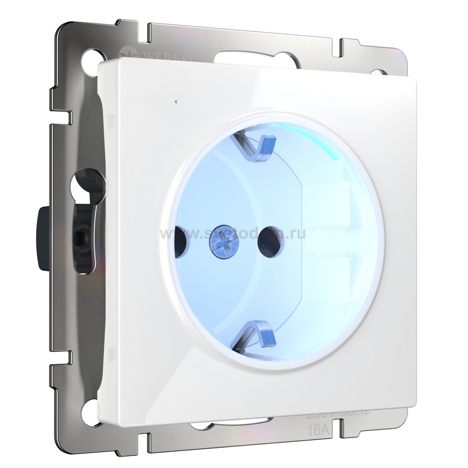 Розетка с заземлением и подсветкой (белая) W1171401 Werkel