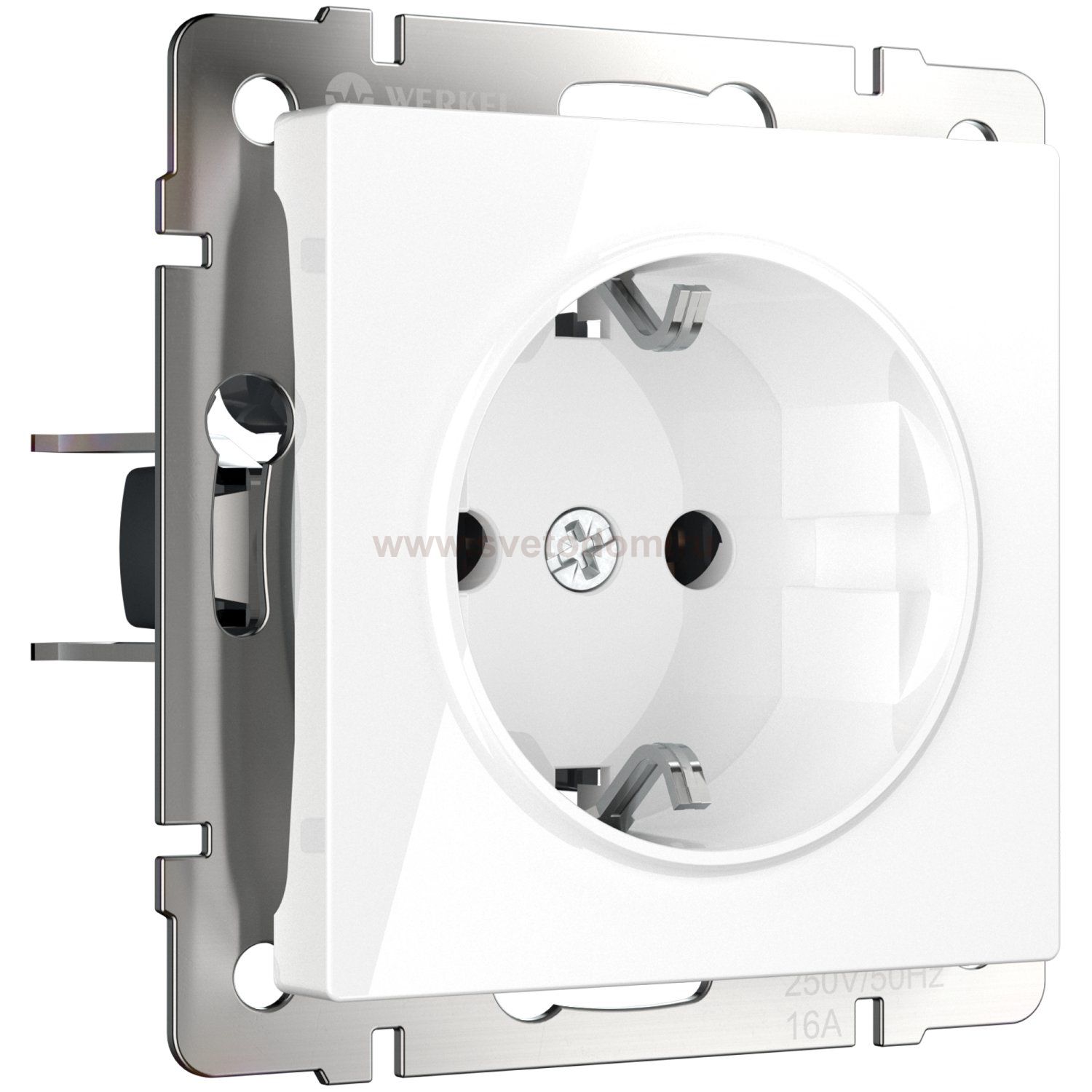 Розетка с заземлением и шторками (белая) W1171101 Werkel