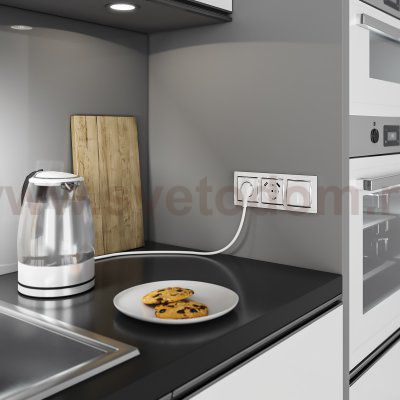 Розетка с заземлением, шторками и USBх2 (белая) W1171501 Werkel